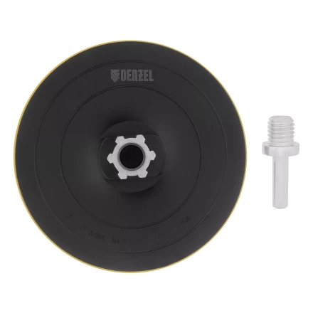 Тарелка опорная для дрели и УШМ с липучкой, 115 мм, твердая, с адаптером c М14 на d8 Denzel 76253 купить в Урае