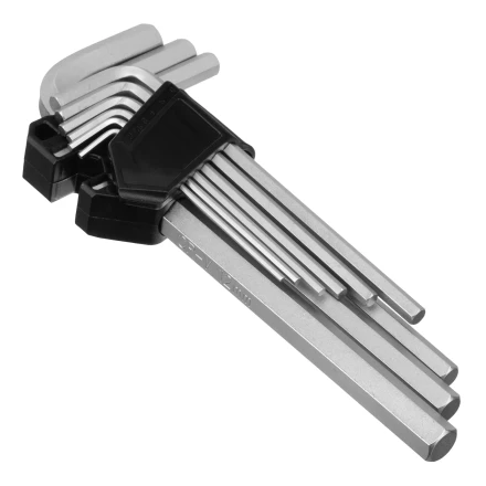 Набор ключей имбусовых, HEX, 2-12 мм, CrV, 9 шт., удлиненные Сибртех 123697 купить в Урае