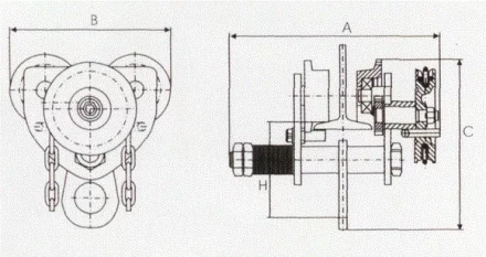 Тележка для тали с цепным приводом GCL610 LB г-п 5 тонн H=18 метра купить в Урае