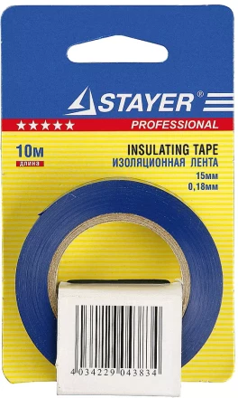 Изолента, STAYER Profi 12292-B-15-10, ПВХ, на карточке, 15мм х 10м х 0,18мм, синяя 12292-B-15-10 купить в Урае