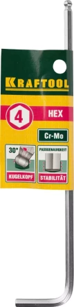 Ключ KRAFTOOL &quot;INDUSTRIE&quot; имбусовый, длинный c шариком, Cr-Mo, хромосатинированное покрытие, HEX 4 27437-4 купить в Урае