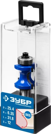 ЗУБР 25.4 x 31.8 мм, радиус 6.3 мм, фреза полустержневая с подшипником, Профессионал (28722-25.4) купить в Урае