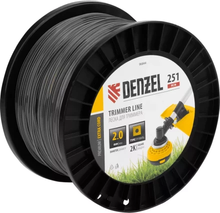 Леска для триммера двухкомпонентная квадрат, 2,0мм х 251м, на DIN катушке EXTRA CORD// Denzel 96844 купить в Урае