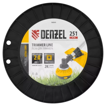Леска для триммера двухкомпонентная квадрат, 2,0мм х 251м, на DIN катушке EXTRA CORD// Denzel 96844 купить в Урае