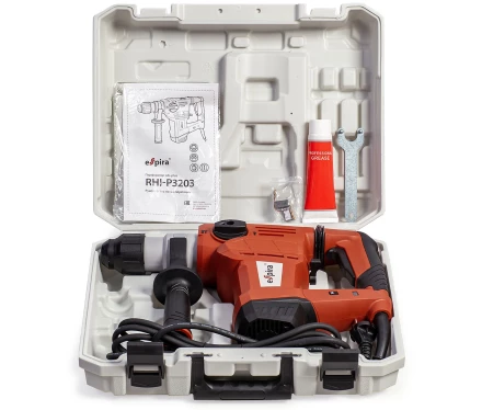 Перфоратор ESPIRA RHI-P3203 (sds plus, 220–240В/50Гц, мощн.1500Вт, ск. хол хода 950 об/м, эн.уд .4,0 Дж, 5.6 кг), 400452 купить в Урае