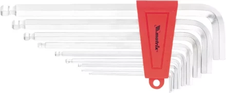 Набор ключей шестигранных имбусовых HEX, 1,5–10 мм, CrV,  9 шт., экстра-длин, c шаром, сатин  MATRIX 16410 купить в Урае