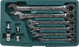 Набор ключей комбинированных трещеточных 8-19мм адаптеры 10предметов Jonnesway W45110S 48879