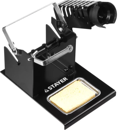 Подставка для паяльников STAYER "MASTER", штампованная, с держателем для катушек с припоем 55321 купить в Урае
