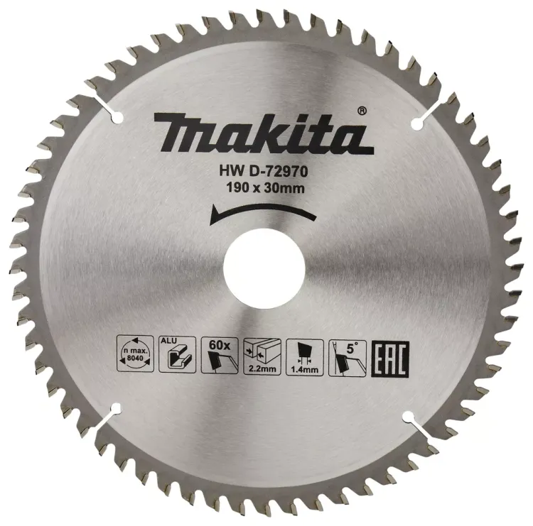 Диск пильный для алюминия Makita D-72970, 190x30/20х1.4 мм; 60 зубьев купить в Урае