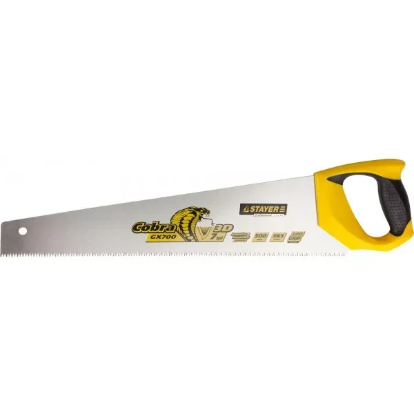 Ножовка STAYER "PROFI" "COBRA" GX700, трехгранный японский зуб, импульсная закалка, 2-х комп ручка, 7 TPI, 500мм 1513-50_z02 купить в Урае