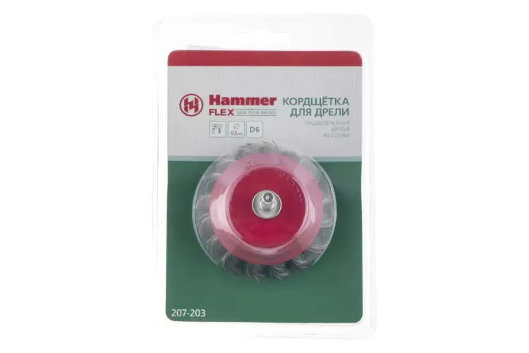 Кордщетка HAMMER чаша 63мм для дрели витая сталь (207-203) купить в Урае