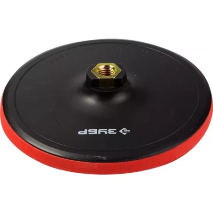 Тарелка опорная ЗУБР &quot;МАСТЕР&quot; пластиковая для УШМ под круг на липучке, мягкая полиуретановая прокладка, d 180 мм, М14 35782-180 купить в Урае