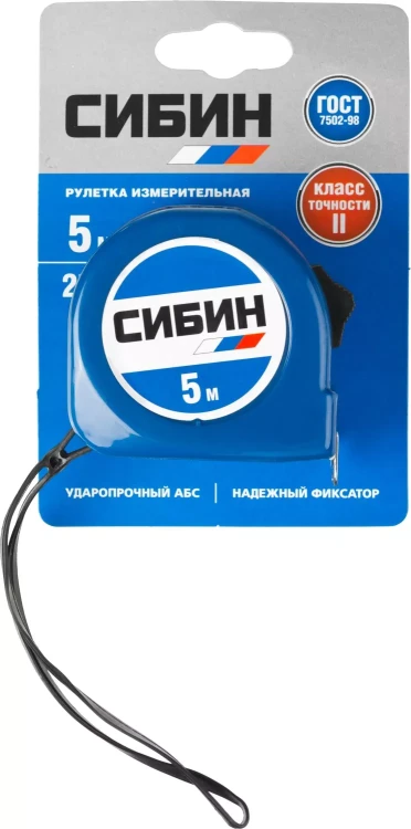 Рулетка СИБИН, пластиковый корпус, 5м/25мм 34020-05-25 купить в Урае