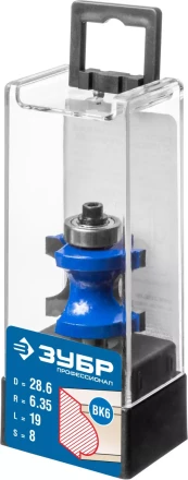 ЗУБР 28.6 x 19 мм, радиус 6.3 мм, фреза полустержневая с подшипником, Профессионал (28722-28.6) купить в Урае