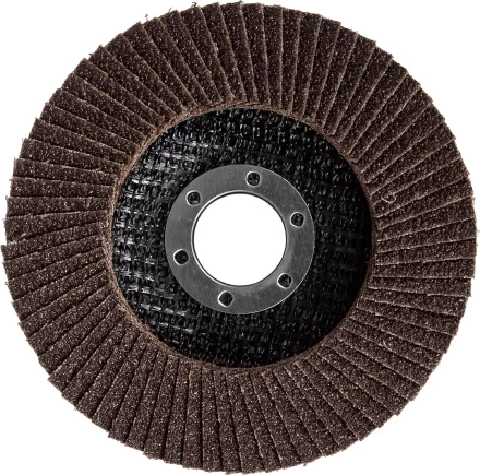 Круг шлифовальный ЗУБР &quot;ЭКСПЕРТ&quot; лепестковый торцевой, тип КЛТ 1, зерно-электрокорунд нормальный, P80, 115х22,2мм 36590-115-80 купить в Урае