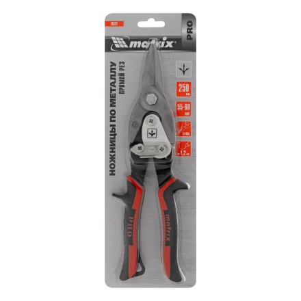 Ножницы по металлу Matrix, 250 мм, прямой рез, сталь CRMO, двухкомпонентные рукоятки, PRO 78322 купить в Урае