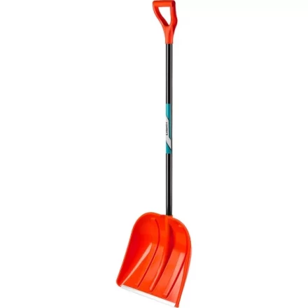 Лопата снеговая пластиковая с алюминиевой планкой, с алюминиевым черенком и V-ручкой, 410мм, оранжевая, СИБИН 421845 421845 купить в Урае