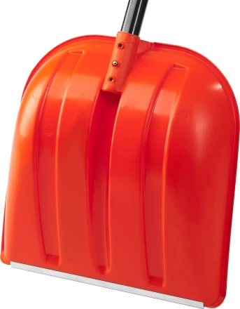 Лопата снеговая пластиковая с алюминиевой планкой, с алюминиевым черенком и V-ручкой, 410мм, оранжевая, СИБИН 421845 421845 купить в Урае