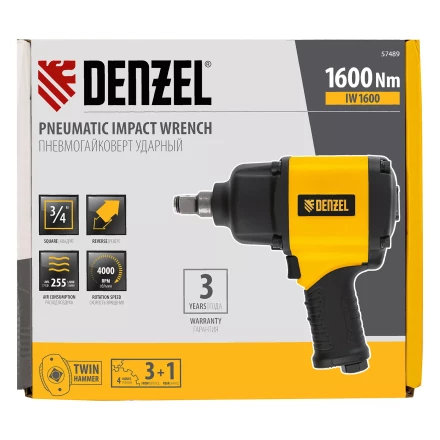 Ударный пневмогайковерт Denzel IW1600 57489, 3/4", 4000 об/мин, 1600 Нм купить в Урае