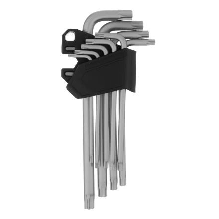 Набор ключей имбусовых Torx-Tempered, TT10-50, CrV, 9 шт., удлиненные Сибртех 123717 купить в Урае