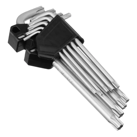 Набор ключей имбусовых Torx-Tempered, TT10-50, CrV, 9 шт., удлиненные Сибртех 123717 купить в Урае