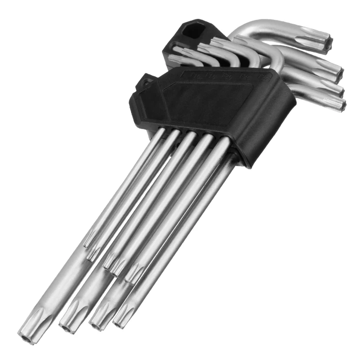 Набор ключей имбусовых Torx-Tempered, TT10-50, CrV, 9 шт., удлиненные Сибртех 123717 купить в Урае