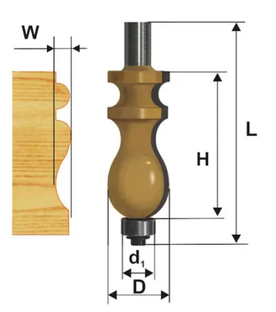 Фреза кромочная фигурная Ф222Х413 мм хвостовик 12 мм 46408 купить в Урае