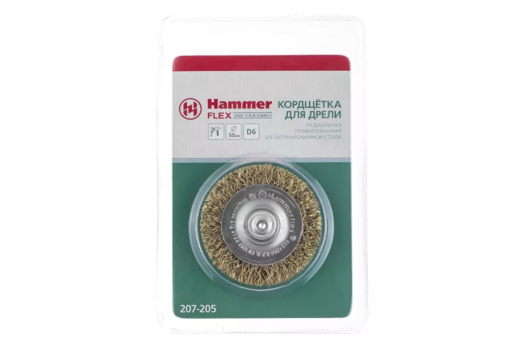 Кордщетка HAMMER плоская 50мм для дрели гофрированная латунированная сталь (207-205) купить в Урае