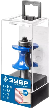 ЗУБР 34.9 x 29 мм, радиус 9.5 мм, фреза полустержневая с подшипником, Профессионал (28722-34.9) купить в Урае