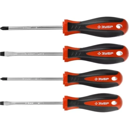 Набор ЗУБР &quot;МАСТЕР&quot;: Отвертки, Cr-v, эргономичная двухкомпонентная рукоятка, 4шт 25065-H4_z03 купить в Урае