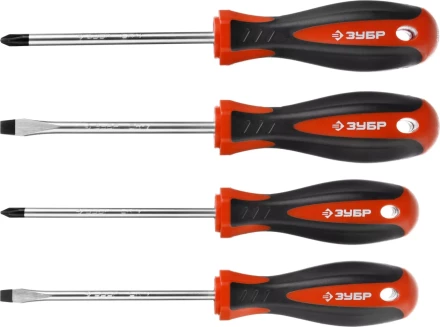 Набор ЗУБР &quot;МАСТЕР&quot;: Отвертки, Cr-v, эргономичная двухкомпонентная рукоятка, 4шт 25065-H4_z03 купить в Урае