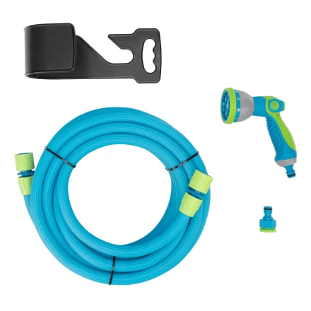 Набор поливочный Palisad 67671, шланг 7,5-22,5м, пистолет 8 реж., чехол, подвес, LUXE купить в Урае