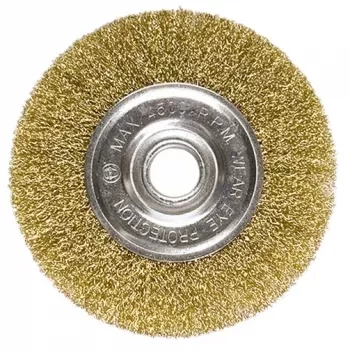 Щетка для УШМ, 175 мм, посадка 22,2 мм, плоская, латунированная витая проволока MATRIX 74666 купить в Урае