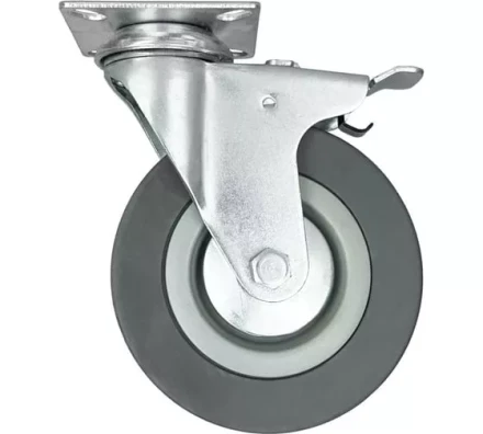 Аппаратное поворотное колесо с тормозом HITCH 75*20 резина серая SCgb93 (SZ084837) купить в Урае