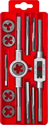 Набор ЗУБР &quot;МАСТЕР&quot; с металлореж. Инстр., метчики однопроходные и плашки М6-М12, оснастка - в пластиковом боксе, 12пред. 28121-H12 купить в Урае