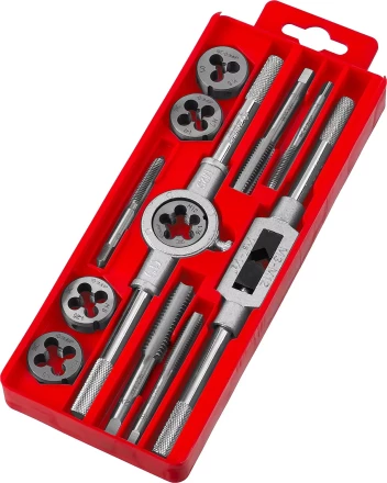 Набор ЗУБР &quot;МАСТЕР&quot; с металлореж. Инстр., метчики однопроходные и плашки М6-М12, оснастка - в пластиковом боксе, 12пред. 28121-H12 купить в Урае