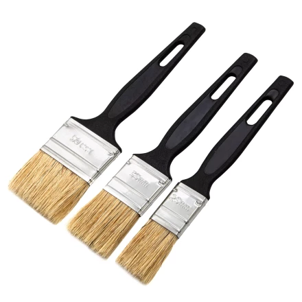 Набор кистей флейцевых 3 шт. (25 мм, 35 мм, 50 мм), натуральная щетина, пластиковая ручка Сибртех 82507 купить в Урае
