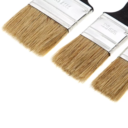 Набор кистей флейцевых 3 шт. (25 мм, 35 мм, 50 мм), натуральная щетина, пластиковая ручка Сибртех 82507 купить в Урае