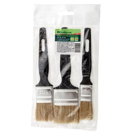 Набор кистей флейцевых 3 шт. (25 мм, 35 мм, 50 мм), натуральная щетина, пластиковая ручка Сибртех 82507 купить в Урае