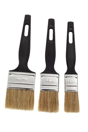 Набор кистей флейцевых 3 шт. (25 мм, 35 мм, 50 мм), натуральная щетина, пластиковая ручка Сибртех 82507 купить в Урае