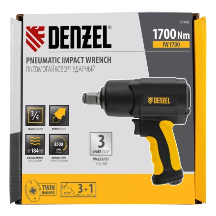Ударный пневмогайковерт Denzel IW1700, 3/4", 8500 об/мин, 1700 Нм 57488 купить в Урае