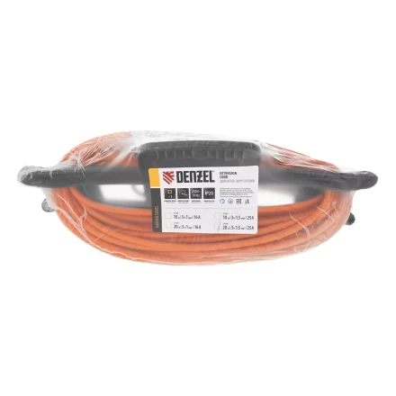 Удлинитель-шнур силовой Denzel Garden Series, ПВС, 20м, 1 розетка 3 x 1,5 мм, 3 м 37408 купить в Урае
