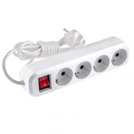 Удлинитель бытовой с заземлением и выключателем 2 м 4 розетки 10 A серия УХз10 Denzel 95975 купить в Урае