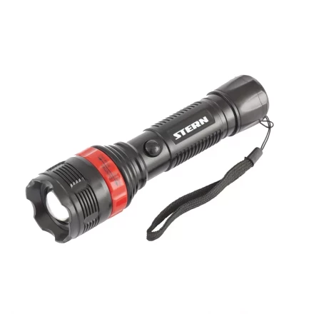 Фонарь бытовой пластик 3W LED ремешок зум 3 режима 100% - 50% - стробоскоп 3хААА Stern 90572 купить в Урае