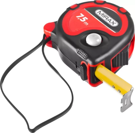 Рулетка, MIRAX 34013-08-25, 3 стопора, двухкомпонентный пластиковый корпус, 7,5мх25мм 34013-08-25 купить в Урае
