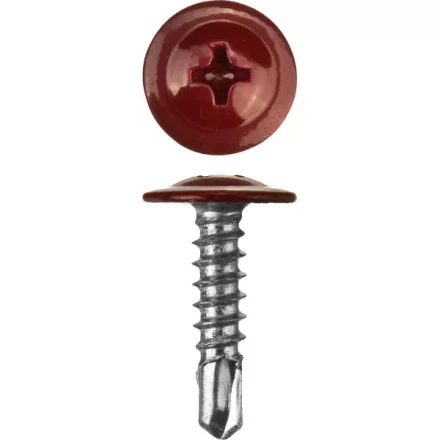 Саморезы ЗУБР с прессшайбой и сверлом по листовому металлу до 2мм, окрашенные в RAL-3005, PH2, 4,2х25мм, 400шт 300211-42-025-3005 купить в Урае