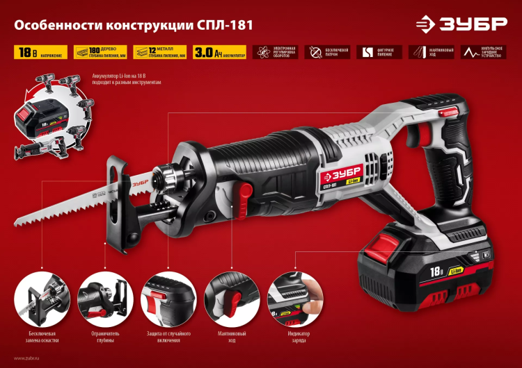 Пила сабельная аккумуляторная СПЛ-181 серия СТАНДАРТ купить в Урае