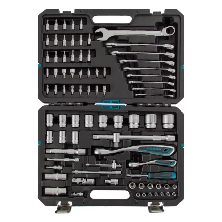 Набор инструментов 82 предметов , 120 зубьев, CrV, 1/4&quot;, 1/2&quot; Gross 14149 купить в Урае