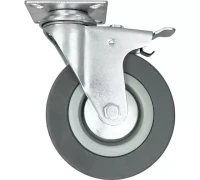 Аппаратное поворотное колесо с тормозом HITCH 120*26 резина серая SCgb55 (SZ084839)