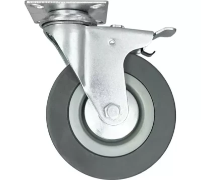 Аппаратное поворотное колесо с тормозом HITCH 120*26 резина серая SCgb55 (SZ084839)